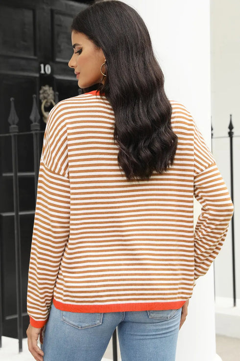 'Jolene' Striped Drop Shoulder T-Shirt - Celes Fashion